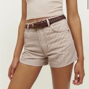 Cowboy High Rise Jean Shorts in Pinyon Stripe | size 26